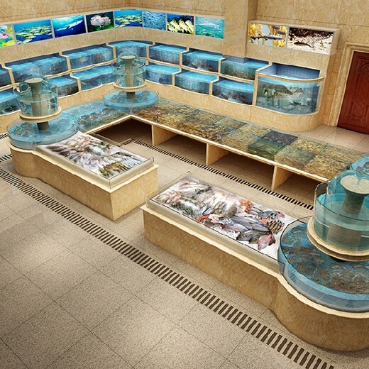 商超海鲜池广州海鲜池制冷机,土建海鲜池