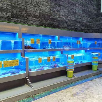 梯形海鲜池广州一组制冷鱼池