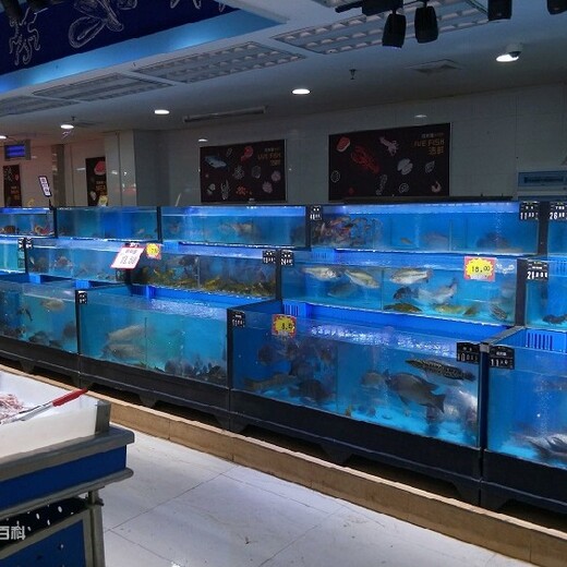 沃尔玛海鲜池广州海鲜玻璃鱼缸做多高,玻璃海鲜池