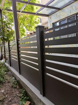 雅安花园铝合金仿木围栏，四川雅安庭院铝合金围栏，新中式风围栏