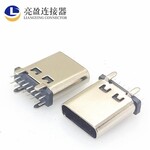 USB连接器TYPE-C母座16P180度直立式插板四角插件长1.0-10.5MMTYPE-C母座