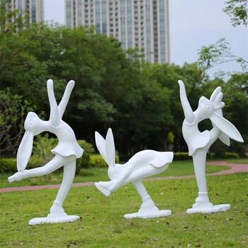 户外动物景观雕塑公园玻璃钢兔子雕塑摆件树脂卡通雕塑