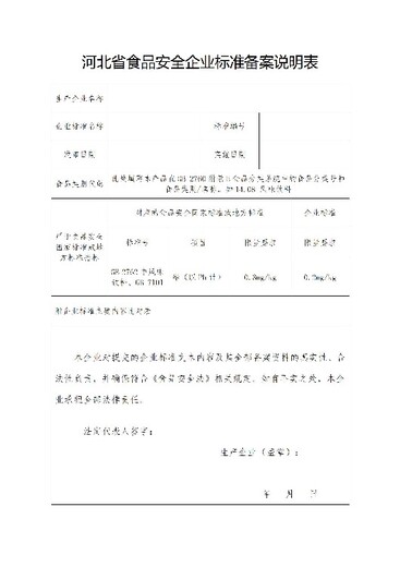 河北省有名气的企业标准备案,工业产品企业标准备案声明