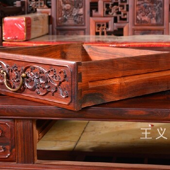 王义红木交趾黄檀家具,济宁大型大红酸枝家具材质
