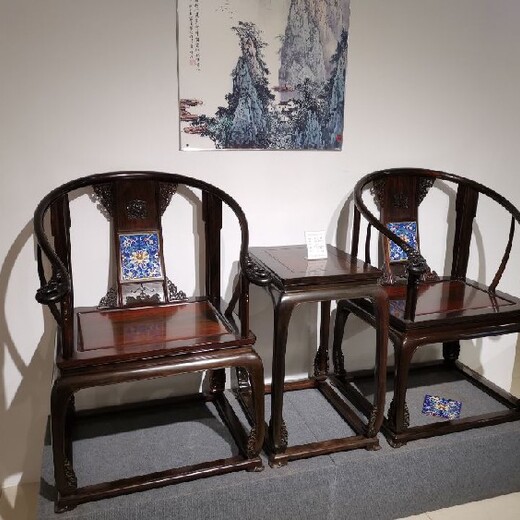 王义红木缅甸花梨圈椅,青岛艺术创作王义红木红木圈椅低调的华丽
