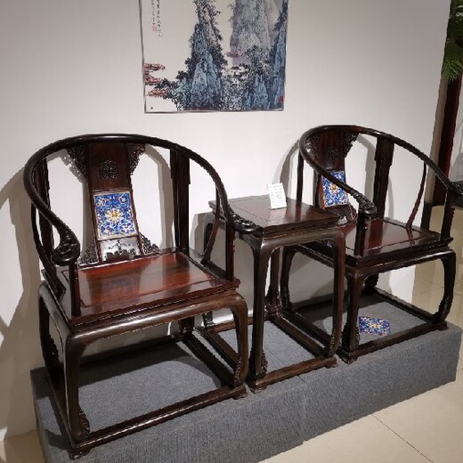 青岛王义红木家具缅甸花梨皇宫椅北京中式家具红木圈椅实木家具
