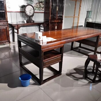 上海古典家具大红酸枝画案世代传承,老红木餐桌