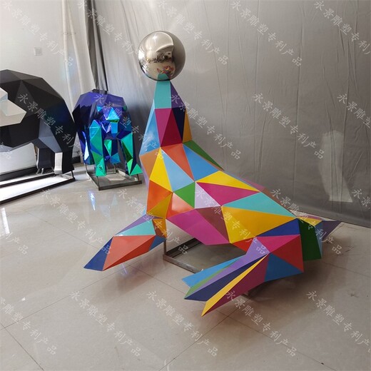 不锈钢动物雕塑图片,几何动物雕塑