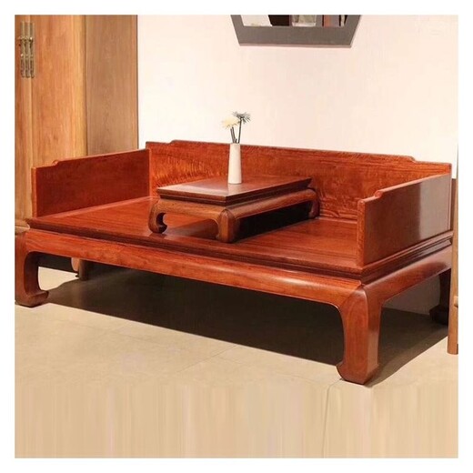 王义红木交趾黄檀办公桌,北京中式家具大红酸枝罗汉床有韵味