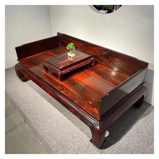 北京高性价比大红酸枝罗汉床器型优雅,交趾黄檀办公桌