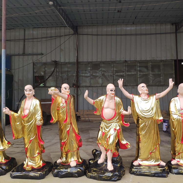 佛教十八罗汉佛像图片十八位尊者佛像玻璃钢雕塑大雄宝殿佛像摆件