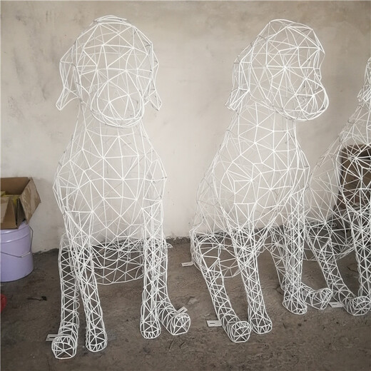 不锈钢丝编织镂空狗雕塑