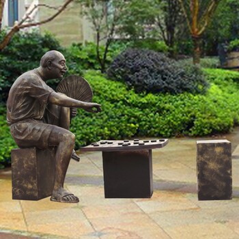 下棋雕塑，民俗主題下象棋人物雕塑