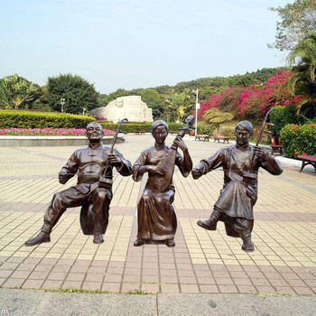 拉二胡人物雕塑，民俗雕塑