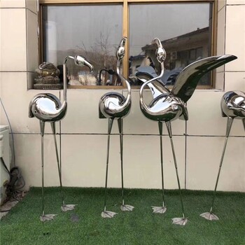 不銹鋼火烈鳥雕塑，鏡面火烈鳥雕塑