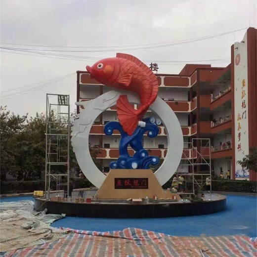 不銹鋼鯉魚躍龍門雕塑，鯉魚雕塑加工廠家