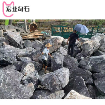 廣東佛山黑山石點綴園林庭園林景觀造景駁岸石