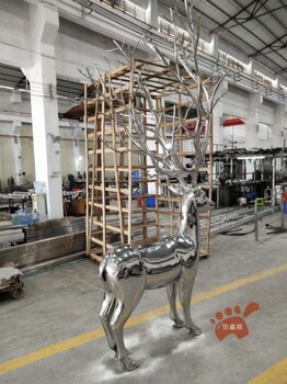 瑞鹿呈祥不銹鋼雕塑鏡面不銹鋼鹿雕塑表面亮光猶如照鏡子一般