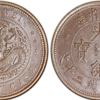 现在市场安徽二十文铜币价格表哪里征集交易安徽光绪元宝二十文