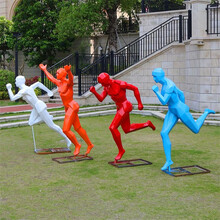 运动主题跑步人物雕塑玻璃钢几何人物模型广场跑道景观摆件