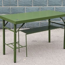 野战电脑桌120军绿电脑桌鲁军户外折叠指挥桌会议桌钢制台式电脑桌