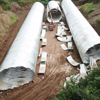 大口径钢制波纹涵管公路拼装波纹涵管安装