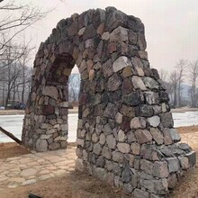 泓峰石材漿砌片石青石砌墻石青灰色塊景觀壘墻石圖片