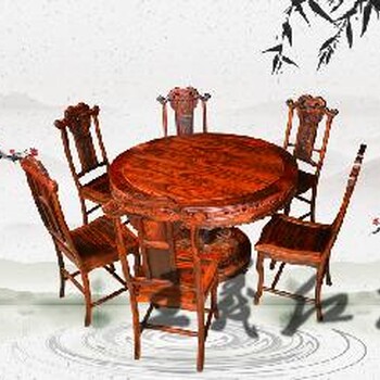 红木圆桌家具古典艺术设计红木圆桌家具庄重典雅