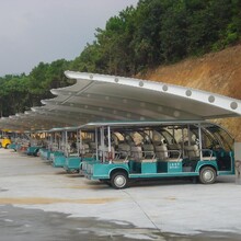 姜堰市汽车车棚膜结构,公交车充电桩雨棚安装