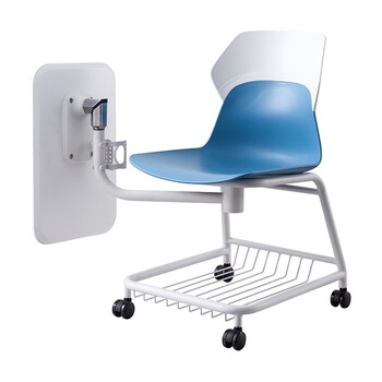 可旋转塑料培训椅带大写字板智慧教室椅学习一体课桌椅