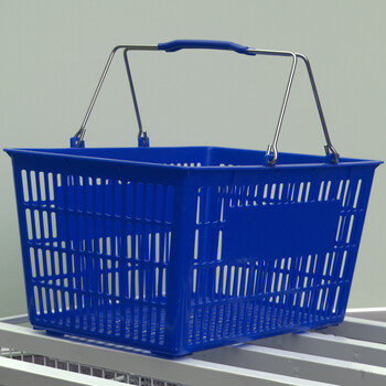 厂家现货批发超市购物篮便利店塑料手提筐零食店带轮拉杆篮子