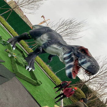大型侏罗纪恐龙仿真玻璃钢雕塑草坪户外恐龙展公园景区摆件