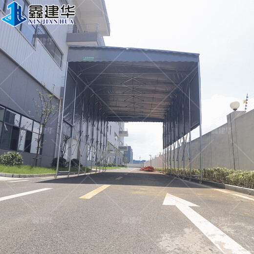 广州南沙工厂移动推拉篷物流仓库雨棚轨道式电动收缩蓬地搭建