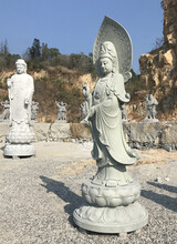 浙江石雕南海观音菩萨雕像汉白玉三面大理石观世音佛像卧佛雕刻厂家