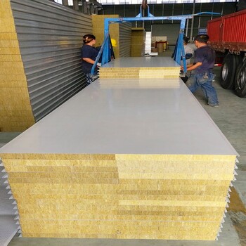 上海彩钢岩棉板厂家直供机制岩棉净化板手工岩棉夹芯板