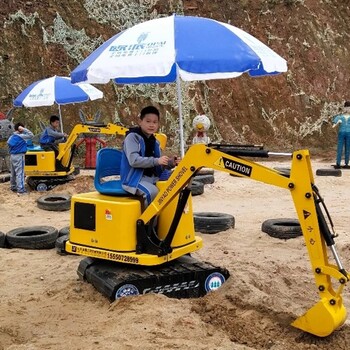 外观仿真儿童挖掘机可投币可遥控适用于多种场所休闲游乐设备