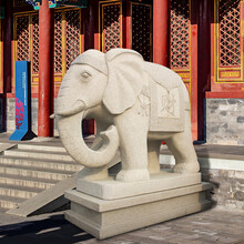 石雕大象庭院，别墅摆件酒店门口大象，雕塑大理石小象供应