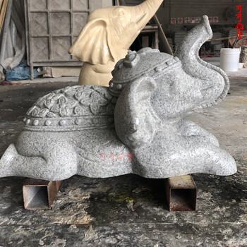 喷水池大象雕塑户外园林水景动物摆件人造砂岩景观小象雕刻