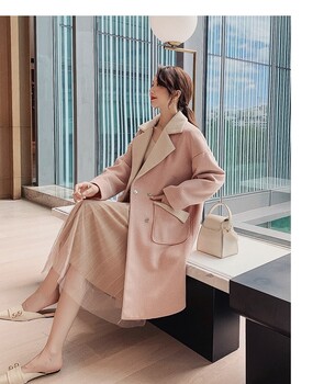 广州折扣女装市场冬季女式外套双面羊绒大衣供应