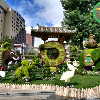 內(nèi)丘開(kāi)封五色草，2022春節(jié)植物雕塑，節(jié)日綠雕
