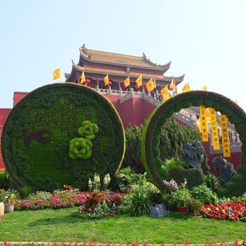 霍林郭勒花壇雕塑，2022春節(jié)立體花壇，春節(jié)綠雕