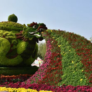 扎蘭屯不銹鋼花籃雕塑，2022春節(jié)綠雕，綠雕制作