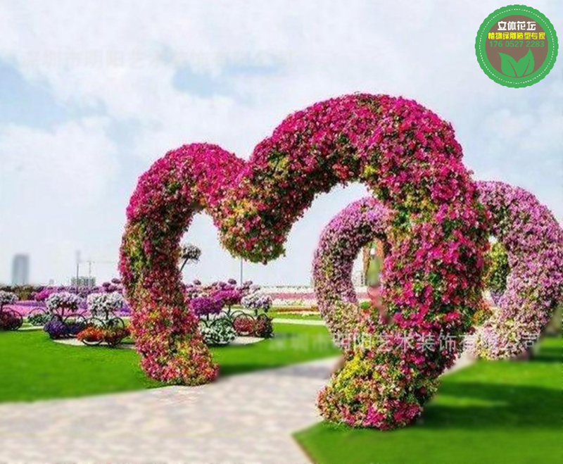 站前花籃雕塑，2022虎年春節(jié)綠雕，立體花壇