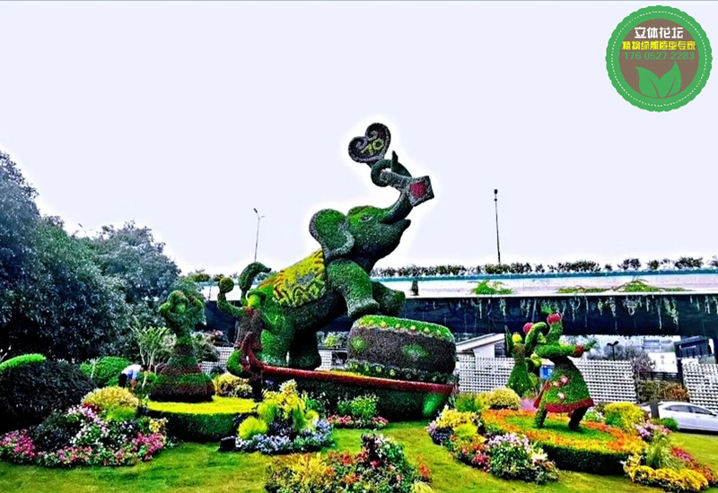 尧都公园绿雕，2022虎年春节绿雕，制作厂家