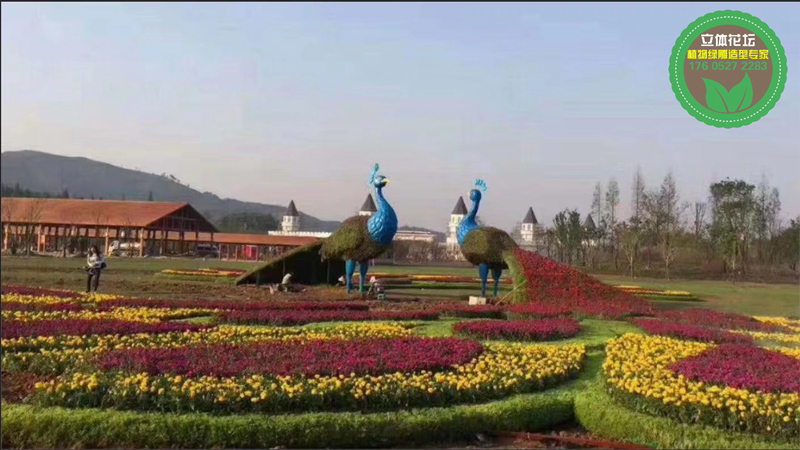 南岳城市植物雕塑，2022春节植物雕塑，绿雕图片