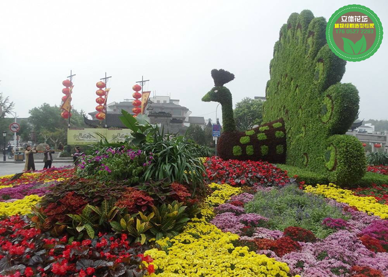 梨树仿真植物墙，2022春节立体花坛，雕塑大花篮制作
