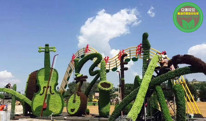 福海菊花造型，2022春节植物雕塑，绿雕价格