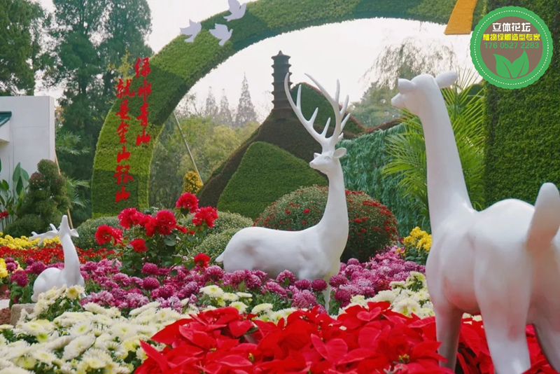 永州护坡绿雕，2022春节立体花坛，主题花雕