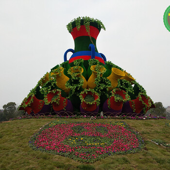 覃塘五色草造型图片大全，广场公园