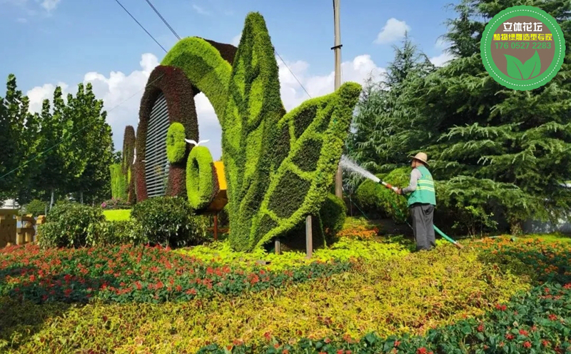 滦平绢花雕塑，2022春节植物雕塑，绿雕设计